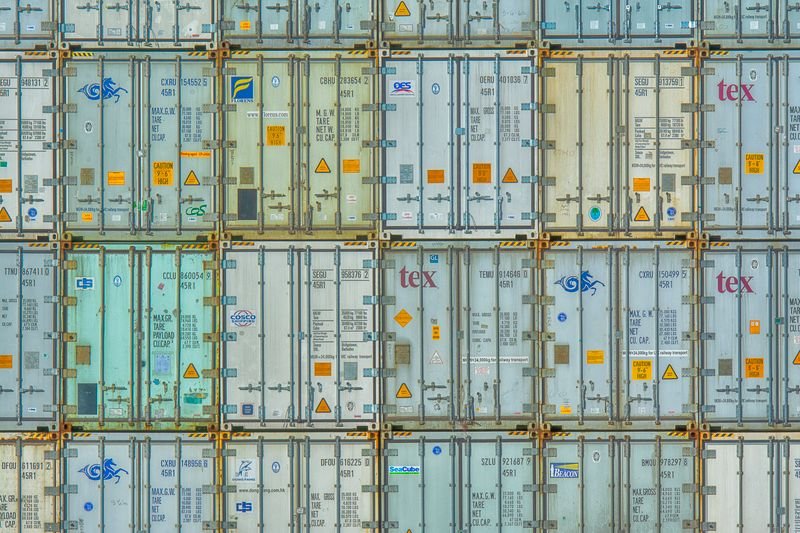 Shipping containers at a logistics port